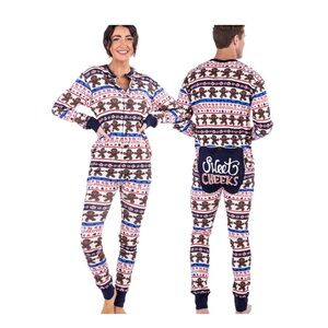 Lazy One Gingerbread Print Onesie Pajamas size large